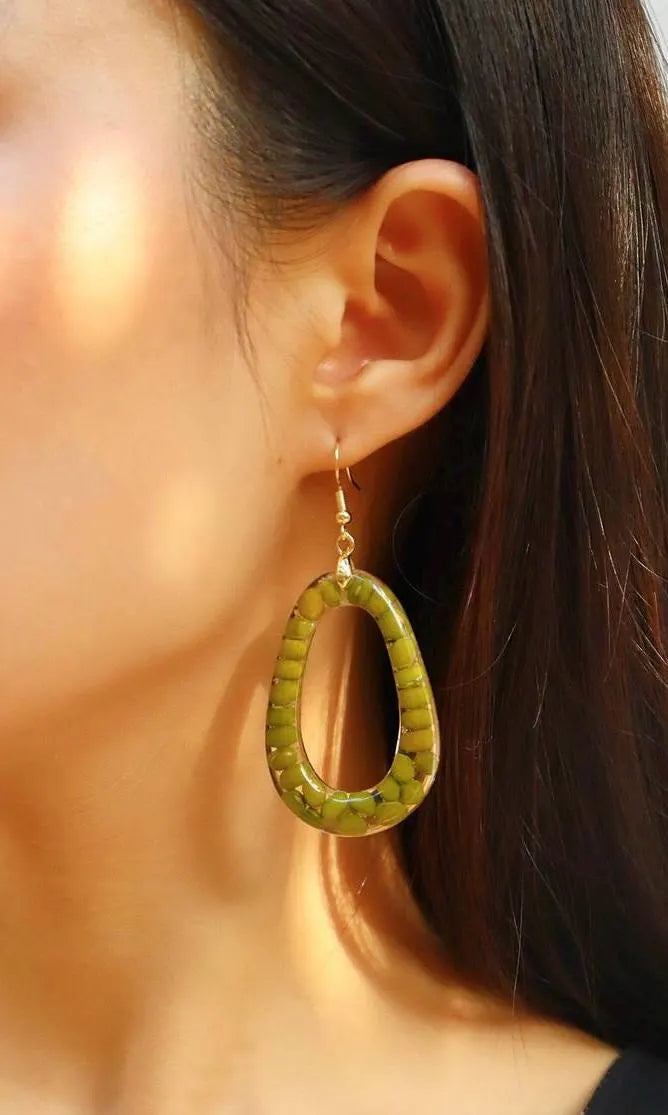 Real Green Bean Earrings | Handmade Food Jewelry | Nature-Inspired Earrings | Best Friend & Birthday Gift