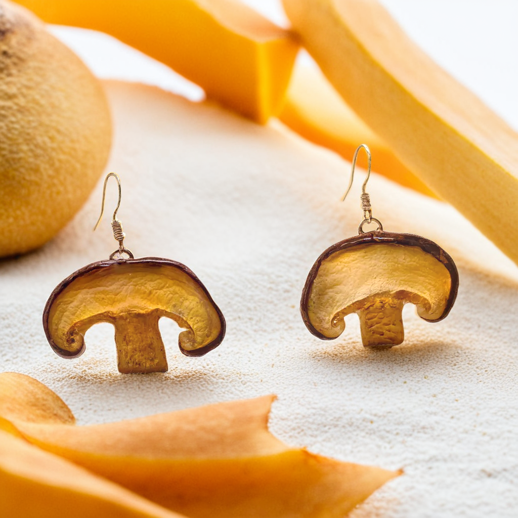 Real Mushroom Earrings | Handmade Resin Covered Natural Jewelry | Unique Forest Gift | Birthday Gift for Her