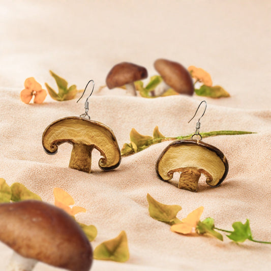 Real Mushroom Earrings | Handmade Resin Covered Natural Jewelry | Unique Forest Gift | Birthday Gift for Her