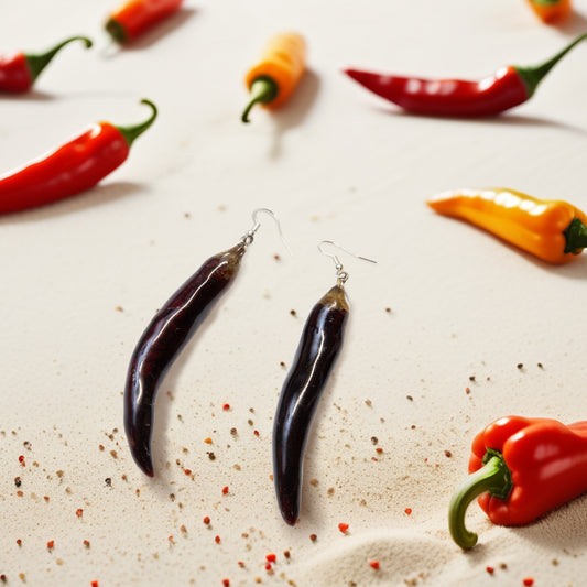 Real Red Chili Pepper Earrings | Handmade Spicy Resin Dangle Earrings | Cute Food-Inspired Jewelry | Hot Pepper Earrings | Birthday Gift for Her