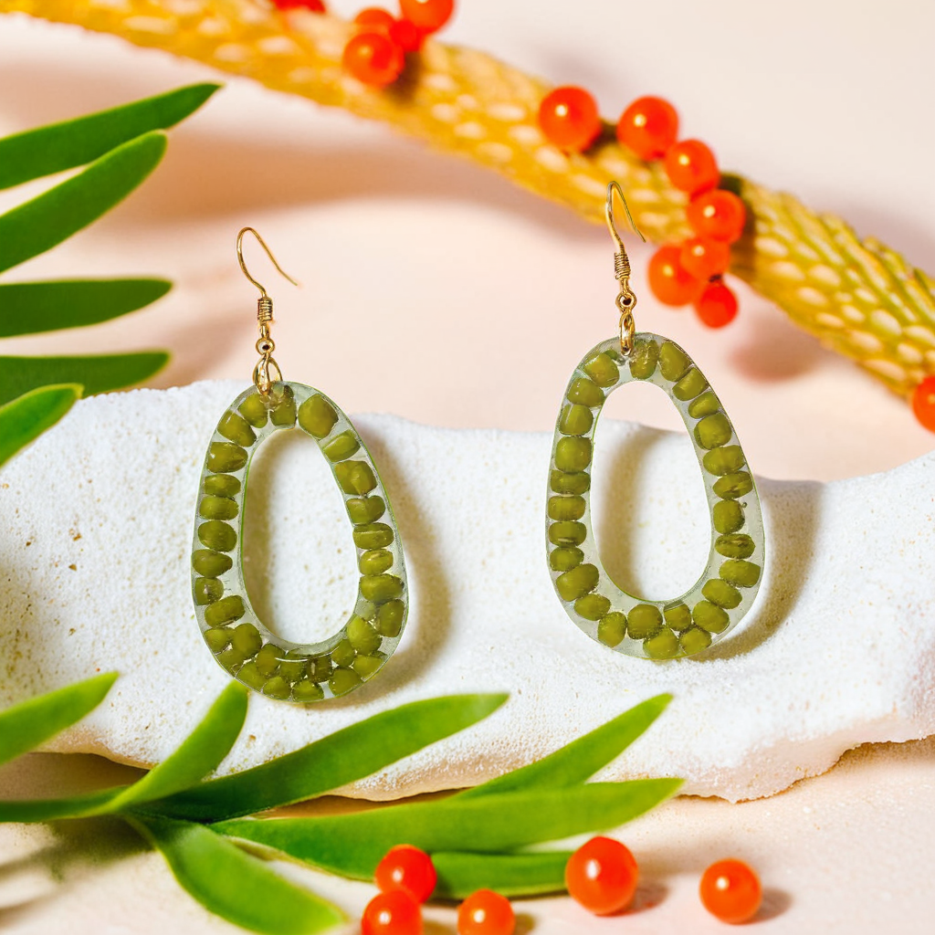 Real Green Bean Earrings | Handmade Food Jewelry | Nature-Inspired Earrings | Best Friend & Birthday Gift