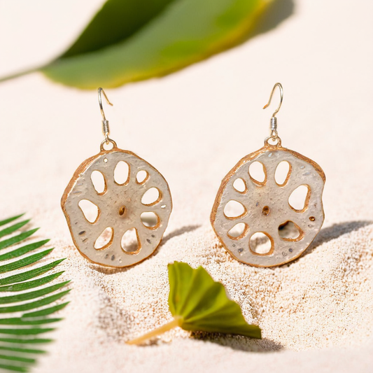 Real Lotus Root Earrings | Handmade Pressed Vegetable Jewelry | Vegan Gift | Hotpot Lover Birthday Present