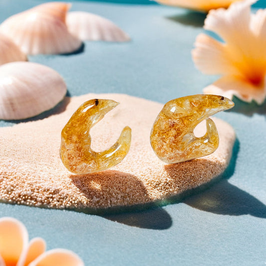Real Shrimp Stud Earrings | Handmade Dried Shrimp Resin Jewelry | Funny Mini Earrings | Birthday Gift | Natural Jewelry