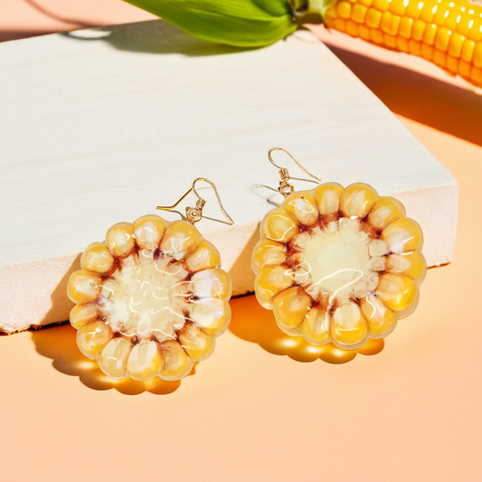Real Corn Earrings | Handmade Corn Resin Jewelry | Yellow Drop Earrings | Food-Inspired Jewelry | Birthday Gift | Cute & Unique Earring